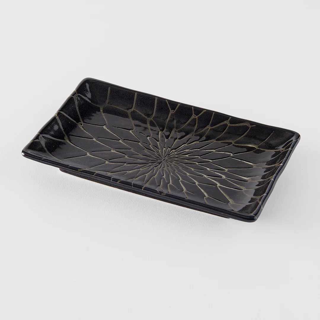 Charcoal Net Design Sushi Plate 22cm