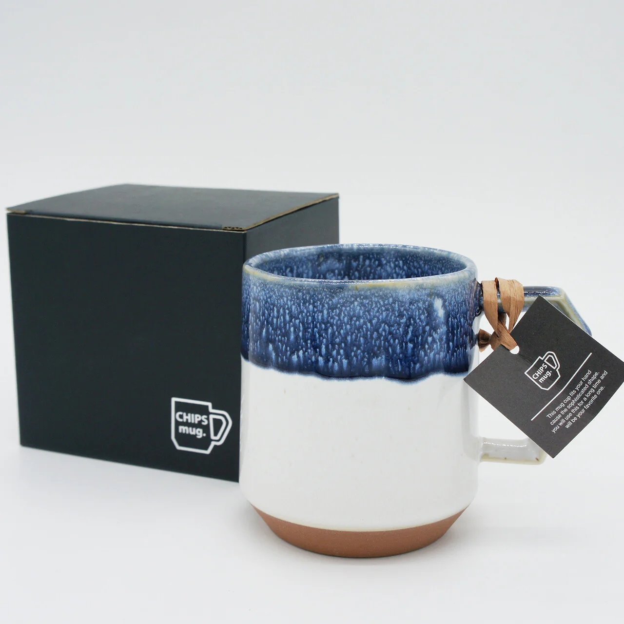 CHIPS Premium White & Navy Drop Gift Boxed Mug with Handle 380ml - Image 4