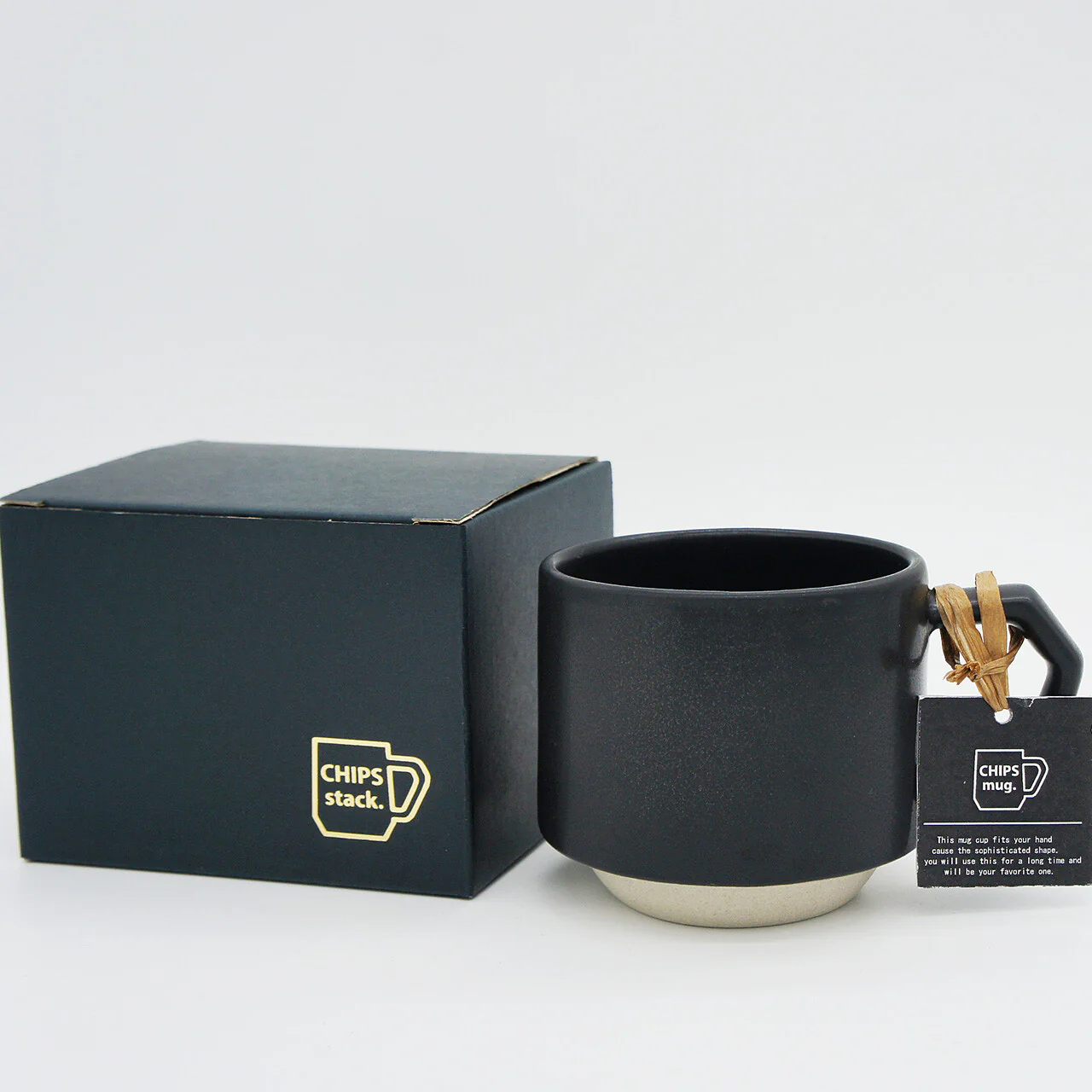 CHIPS Stack Mat Black Gift Boxed Mug with Handle 280ml - Image 4