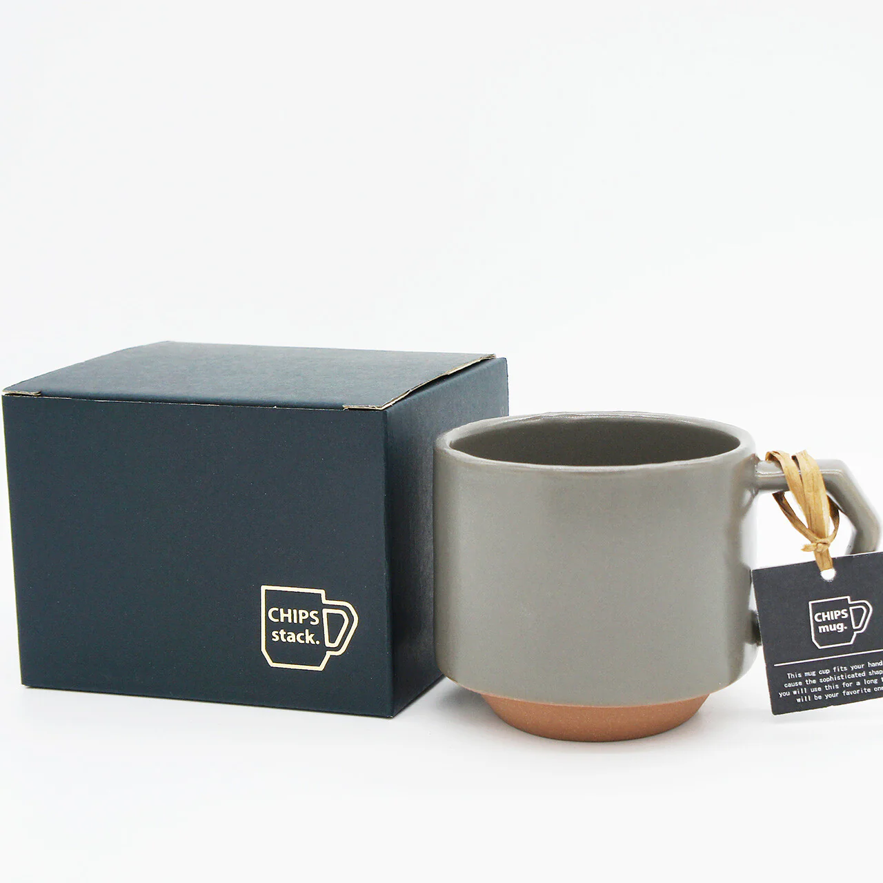 CHIPS Stack Mat Grey Gift Boxed Mug with Handle 280ml - Image 4