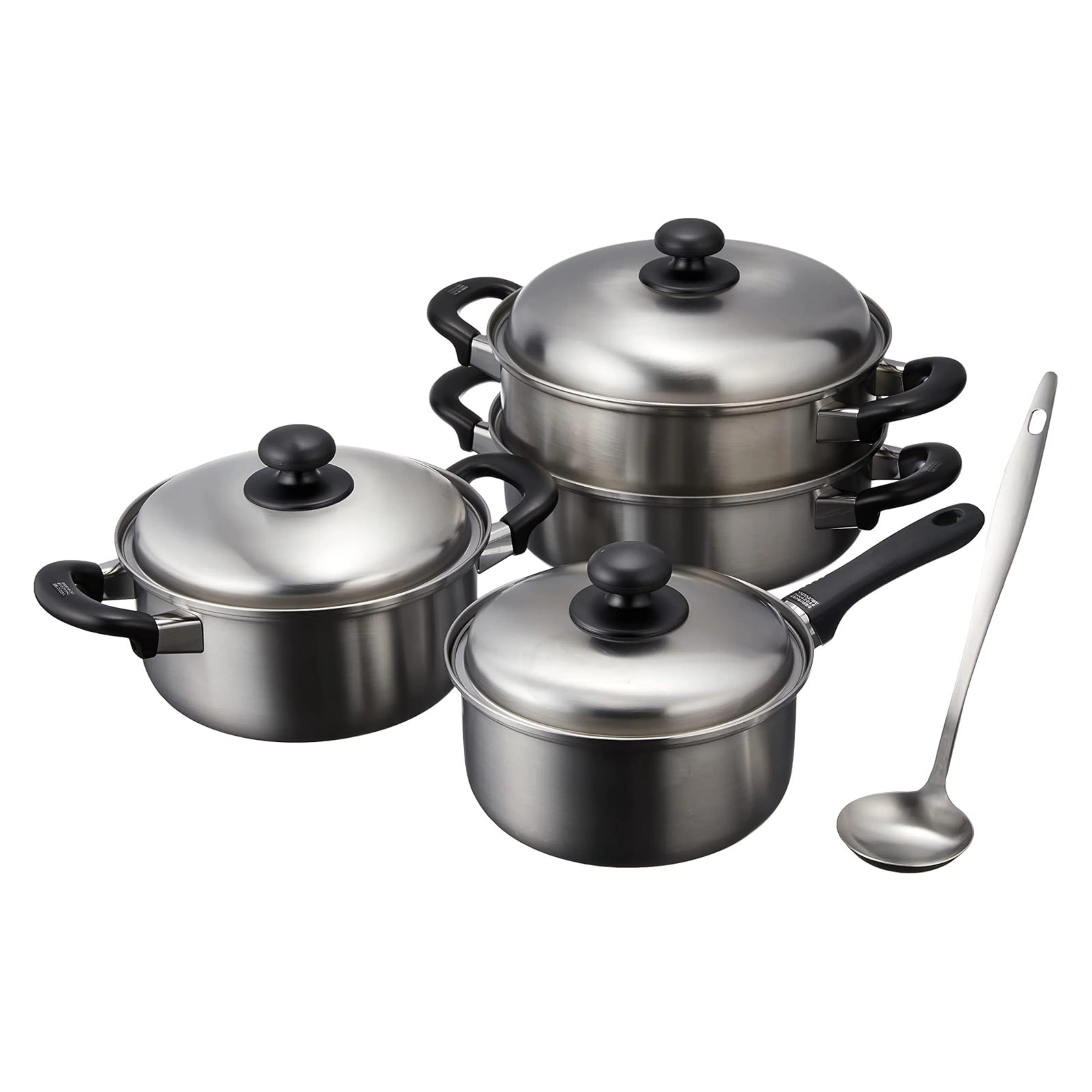 Enzo Classic Stainless Steel Everyday Cooking & Steaming Set with Ladle