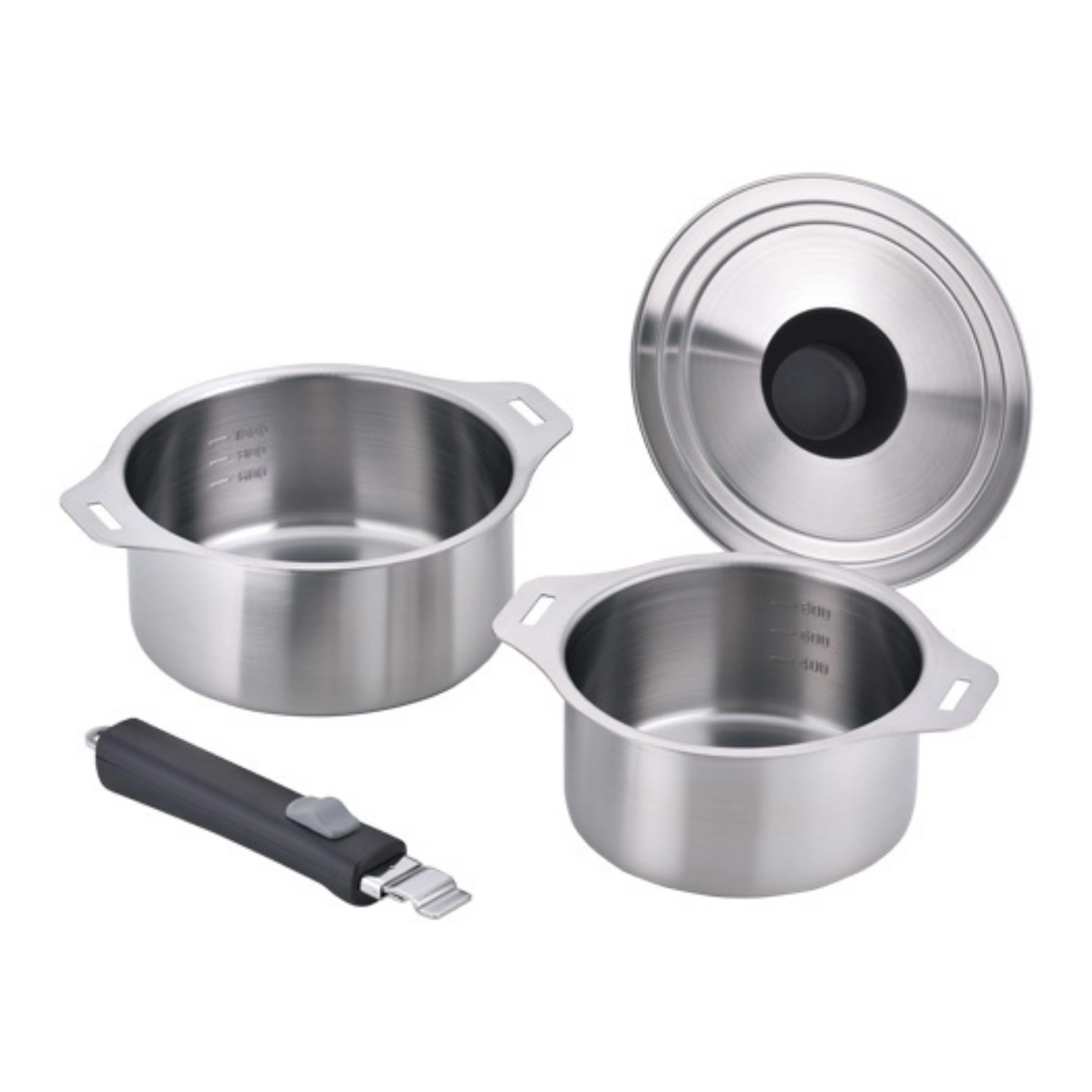 Enzo Stainless Steel Detachable Handle Saucepan Set 14cm & 16cm