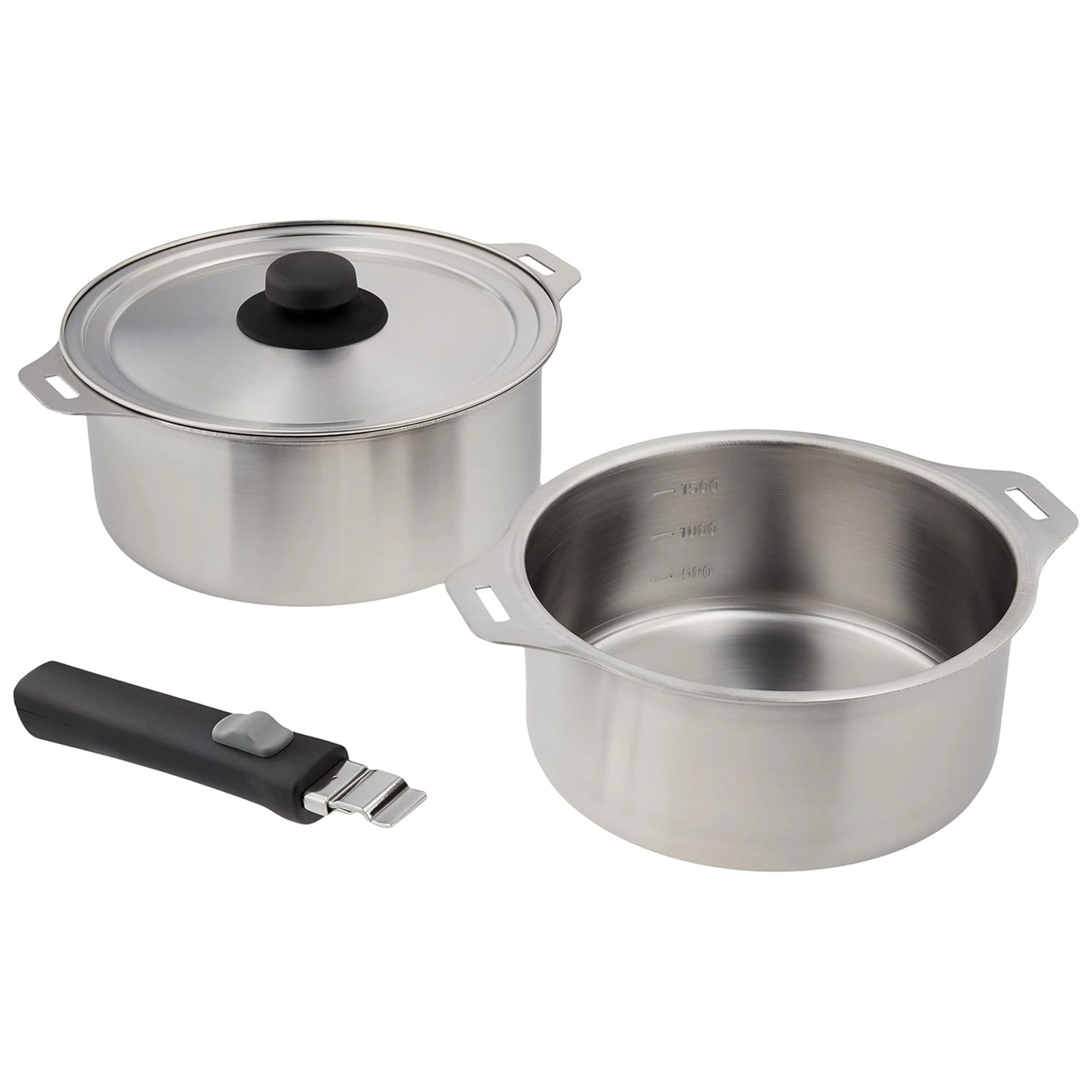 Enzo Stainless Steel Detachable Handle Saucepan Set 18cm & 20cm