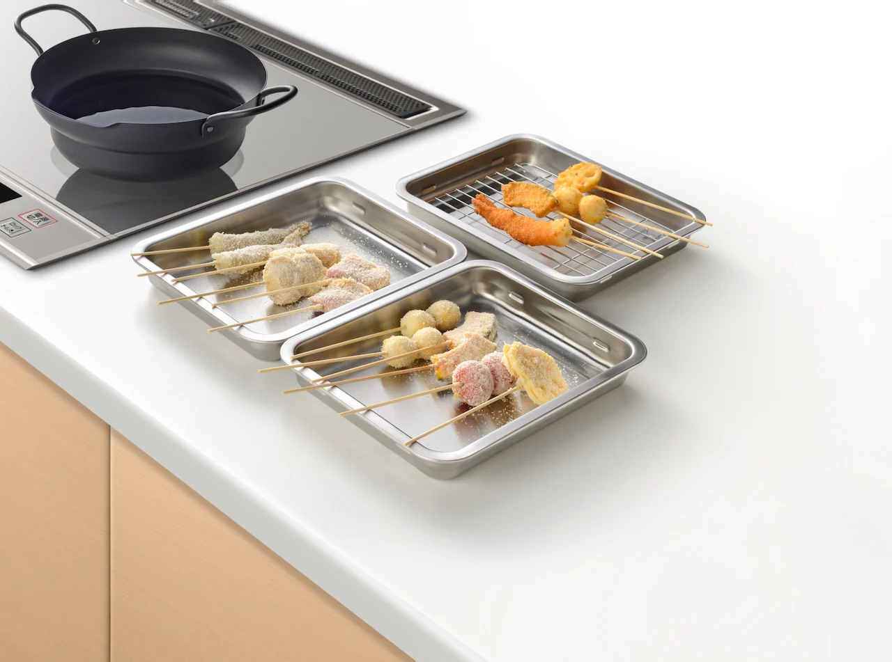 Enzo Stainless Steel Stackable 3 Pcs Prep Tray Set with Rack - Image 2