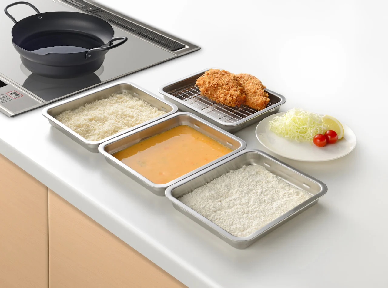 Enzo Stainless Steel Stackable 3 Pcs Prep Tray Set with Rack - Image 3