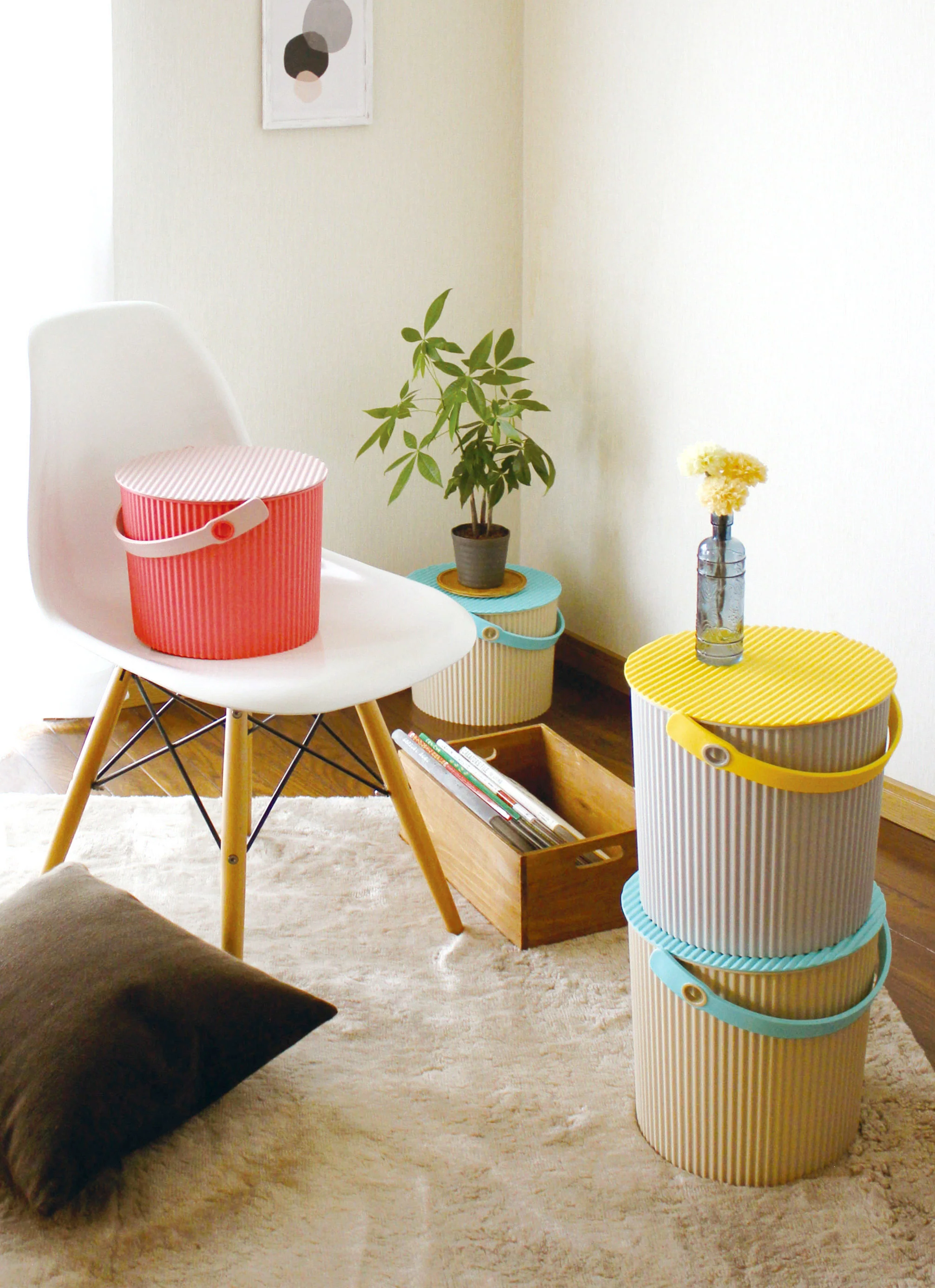 Hachiman Fraichair mini Storage Bucket 4L - Grey Yellow - Image 6