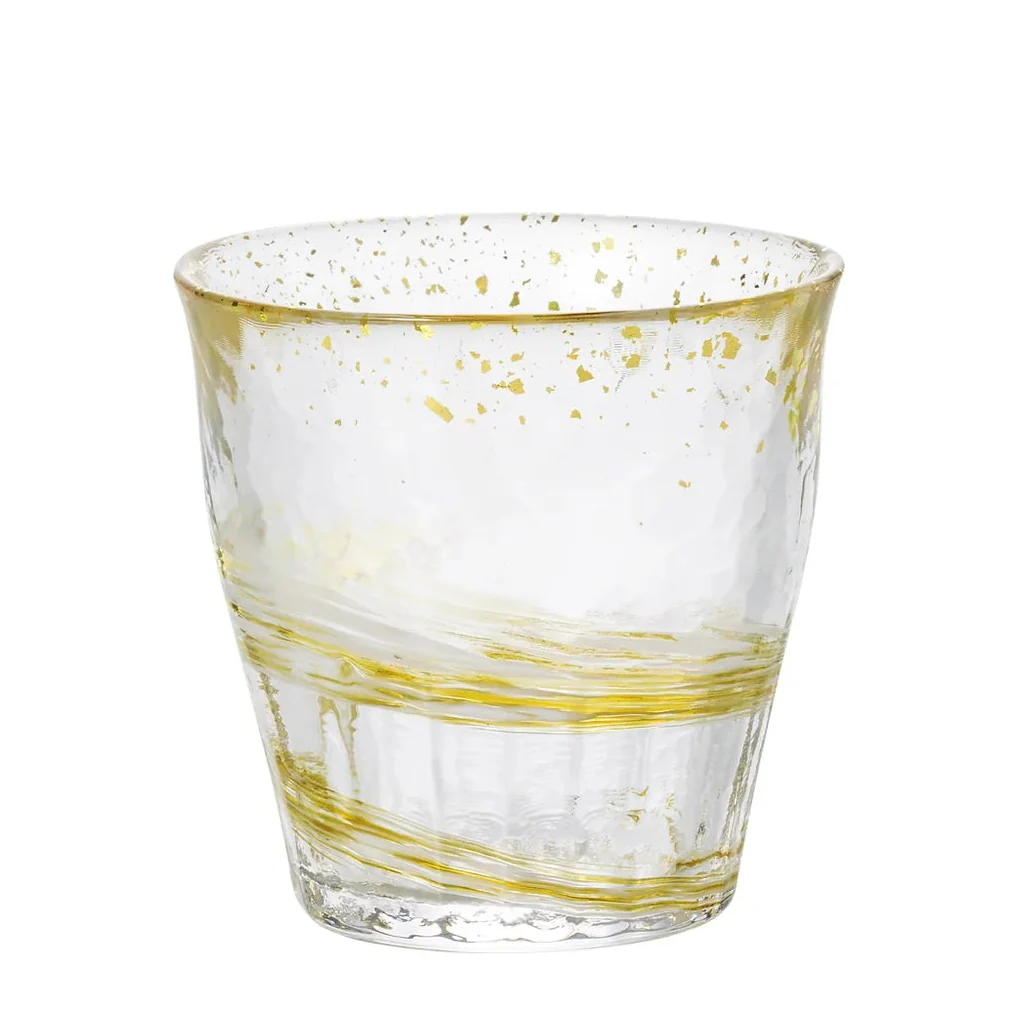 Gold Rim Rock Glass Wooden Gift Boxed - Wheat Gold - Image 2