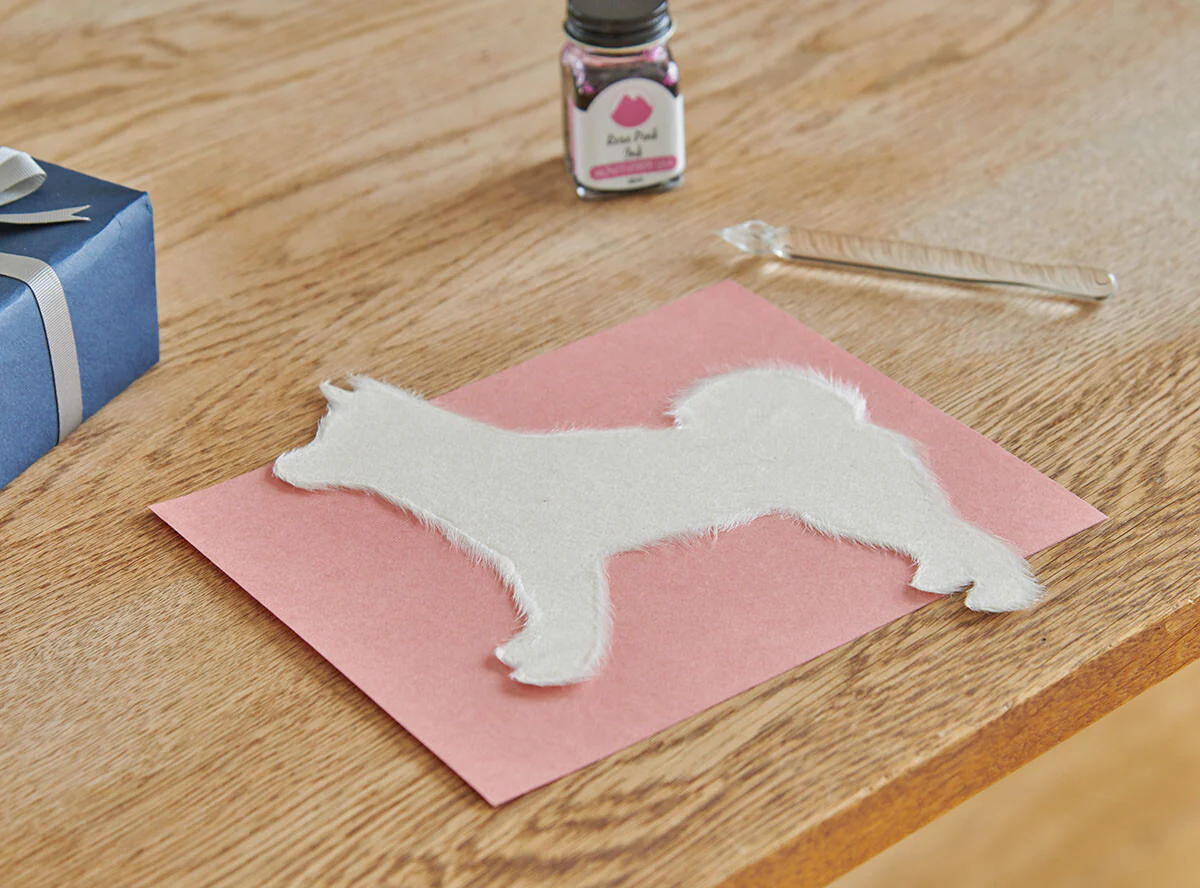 Handmade Japanese Mino Washi Shiba Message Card - Image 4