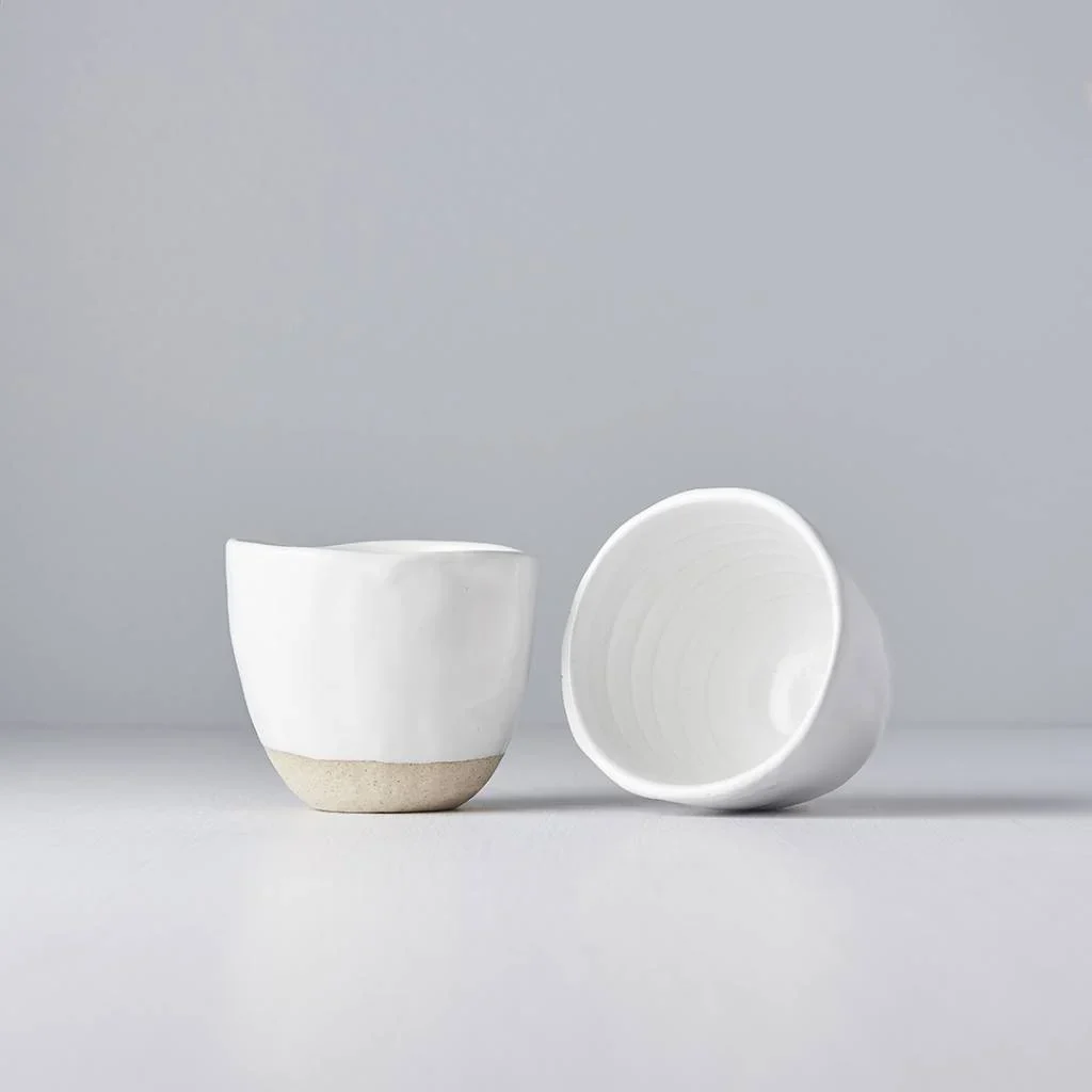 White lopsided mugs 200ml set for two 2pcs
