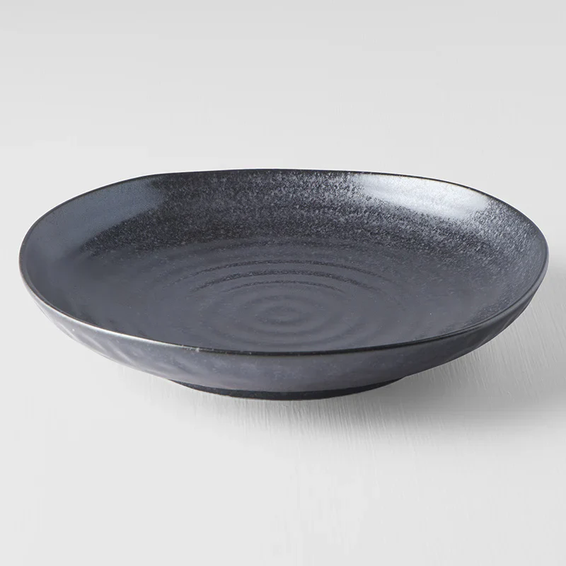 Matt Black Uneven Dinner Plate 23cm