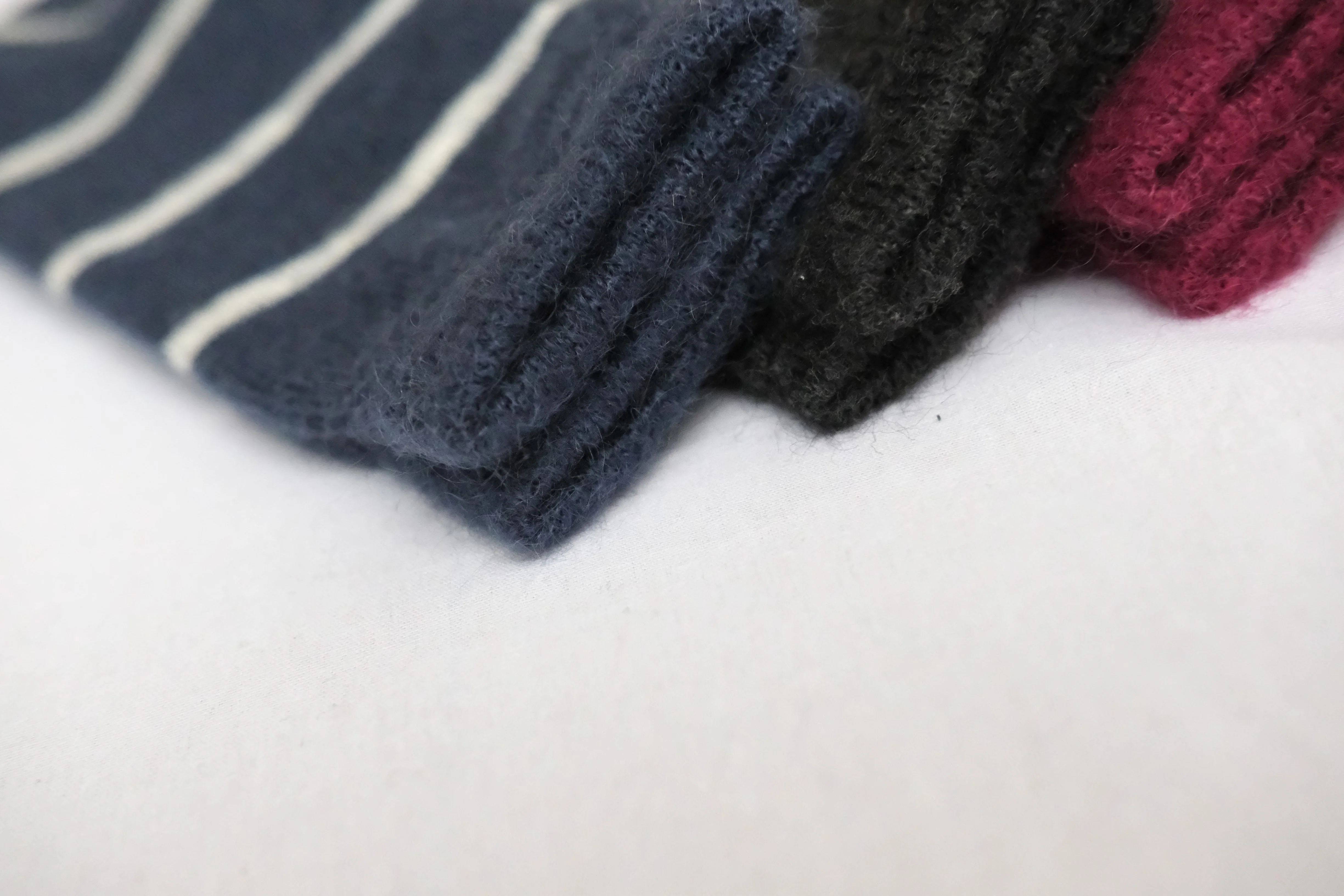 Mohair Wool Border Socks - Navy - Image 7