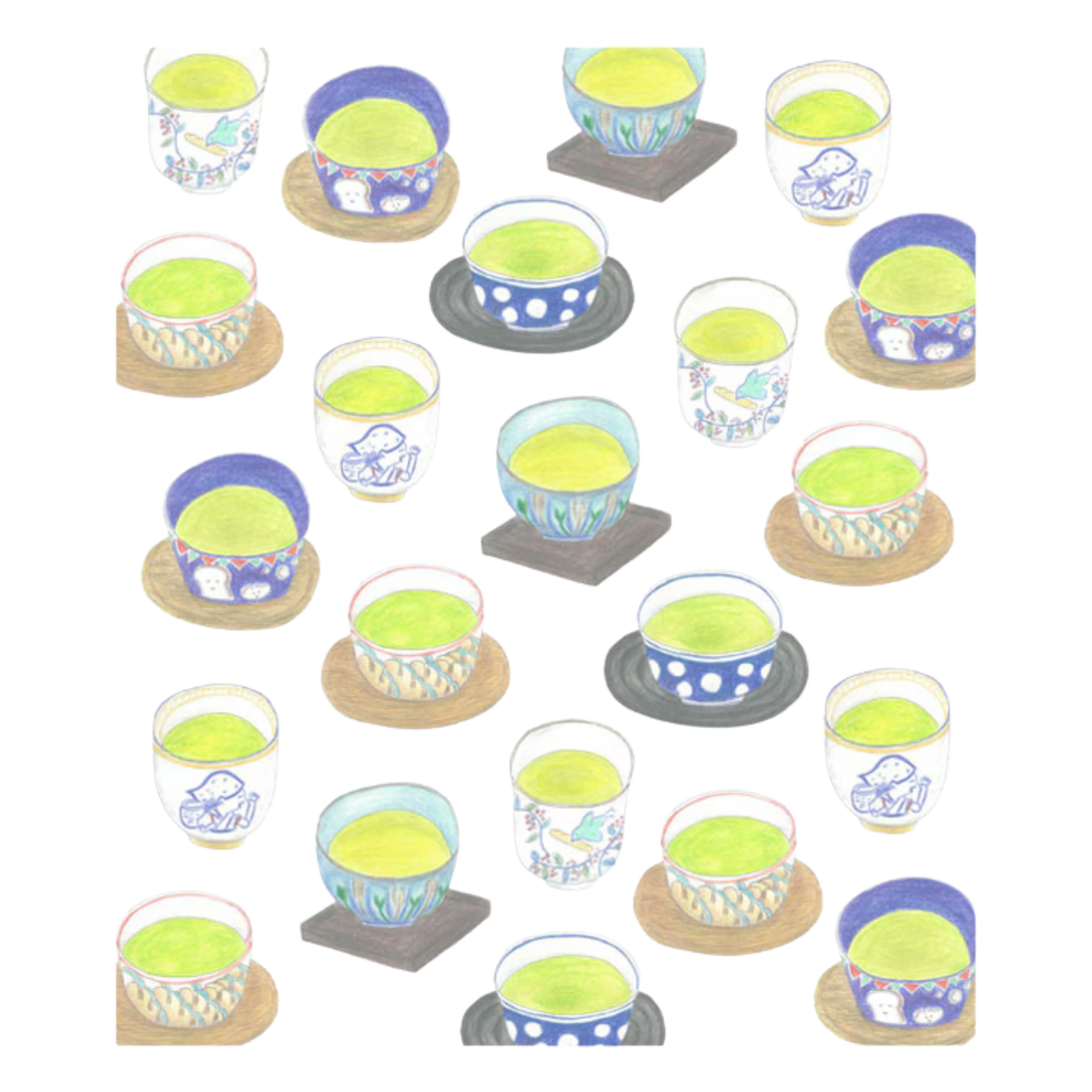 Printed Japanese Dishcloth - A Cup of Tea Sako Kayoko - Image 2