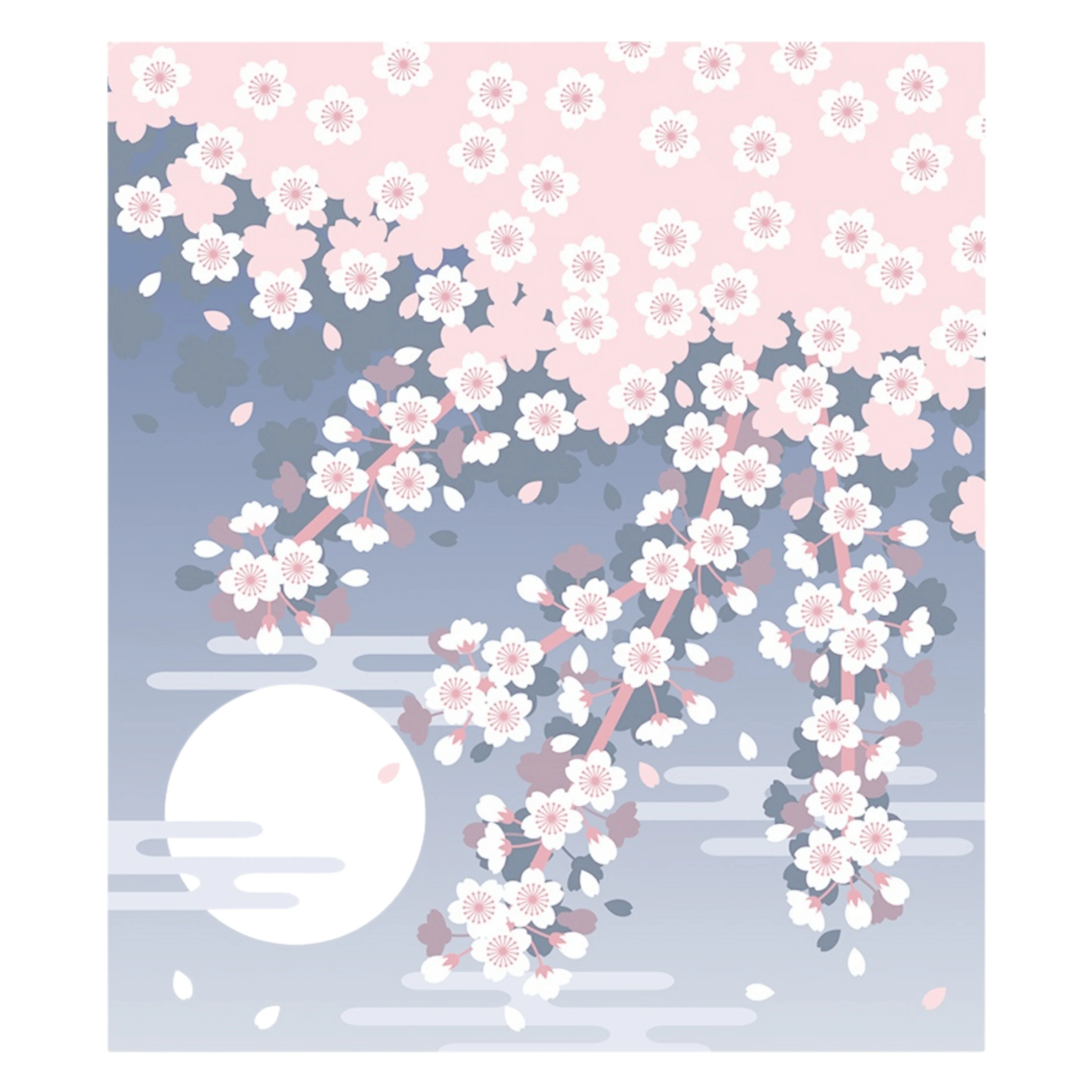 Printed Japanese Dishcloth - Moon & Sakura - Image 3