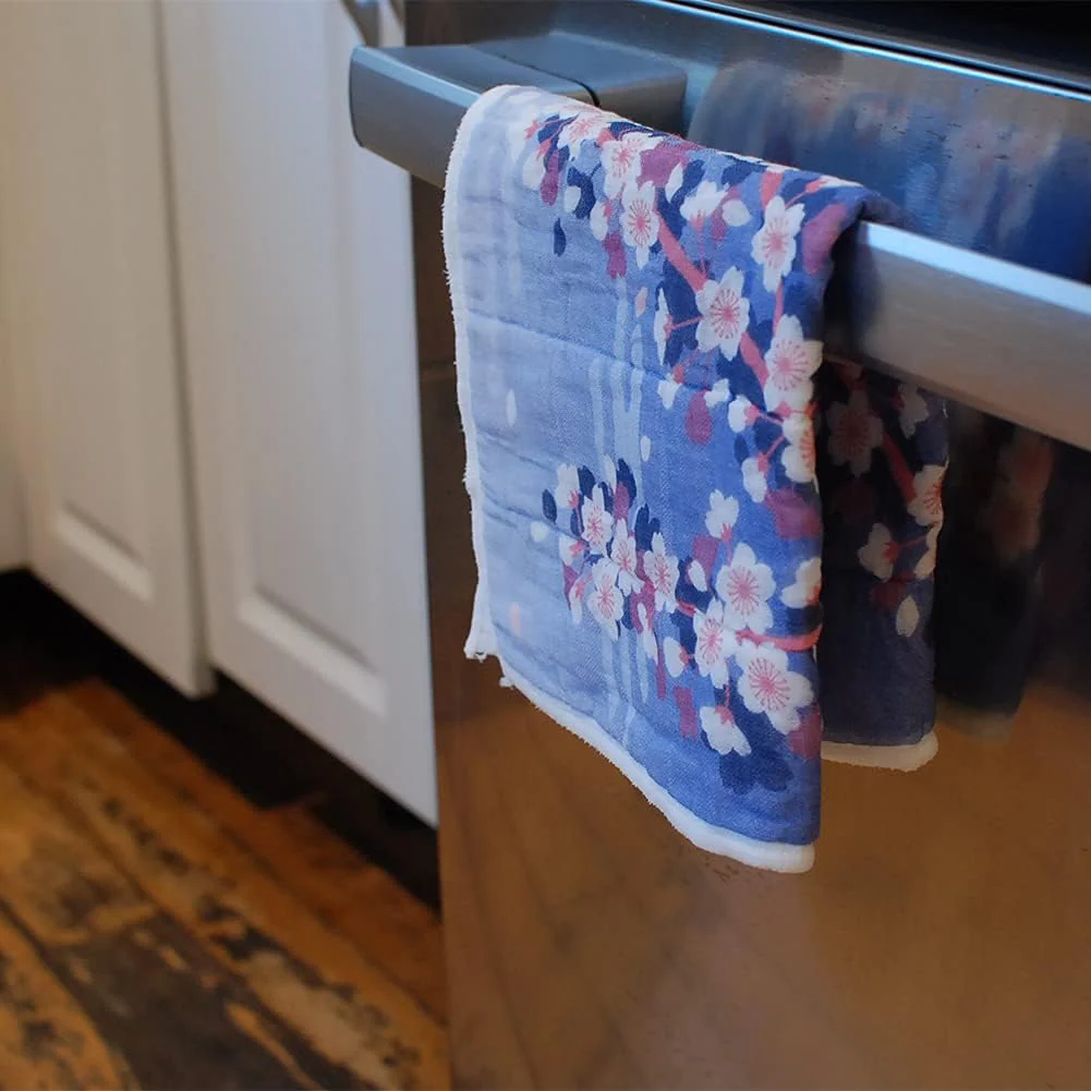 Printed Japanese Dishcloth - Moon & Sakura - Image 4