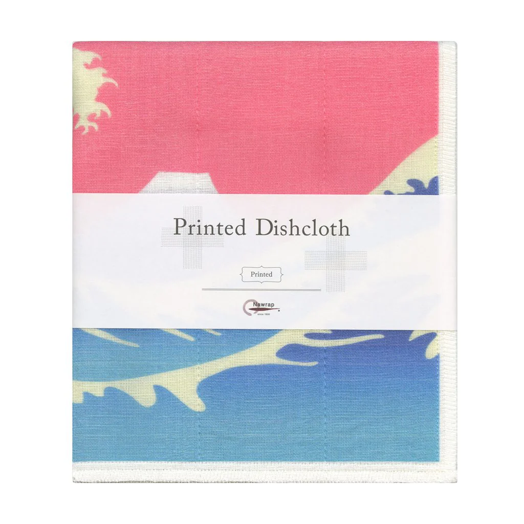 Printed Japanese Dishcloth - Waves with Mt. Fuji
