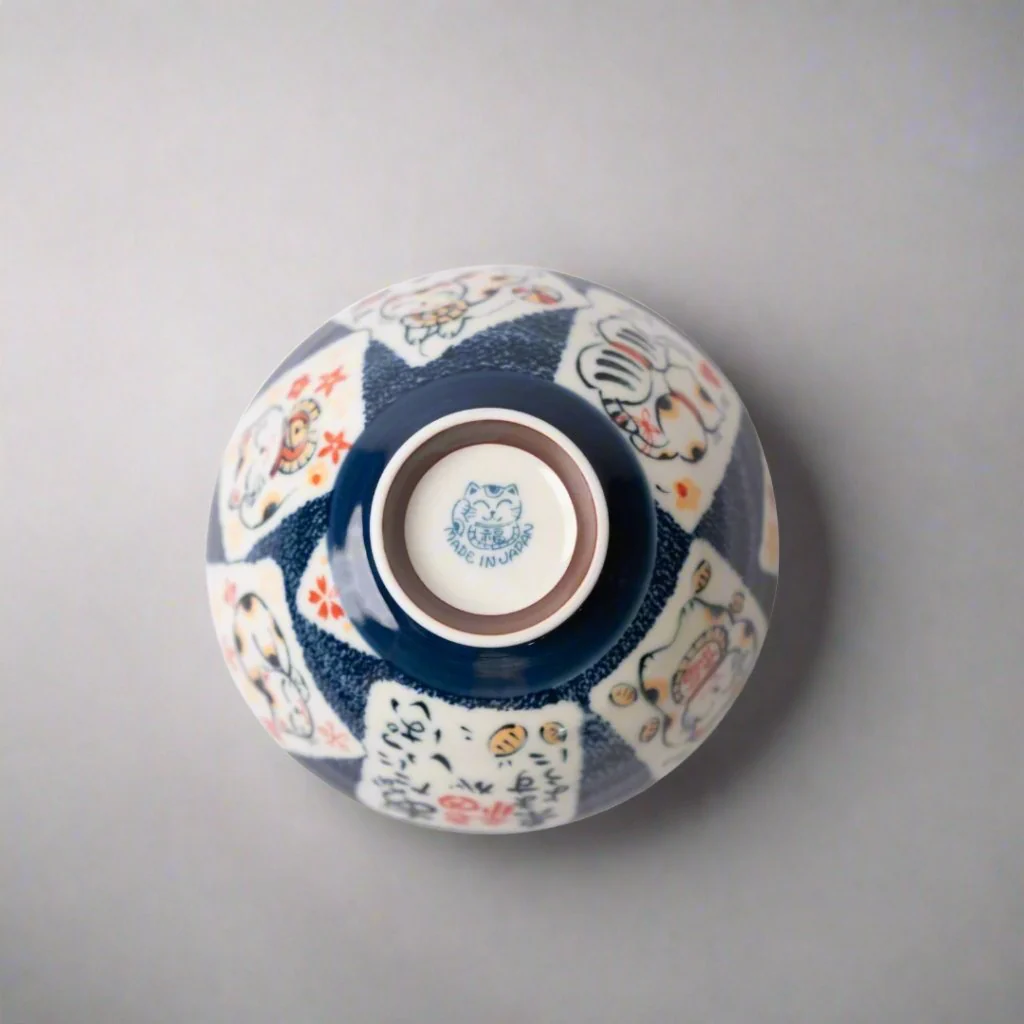 Rice Bowl Maneki Cat 14cm - Image 3