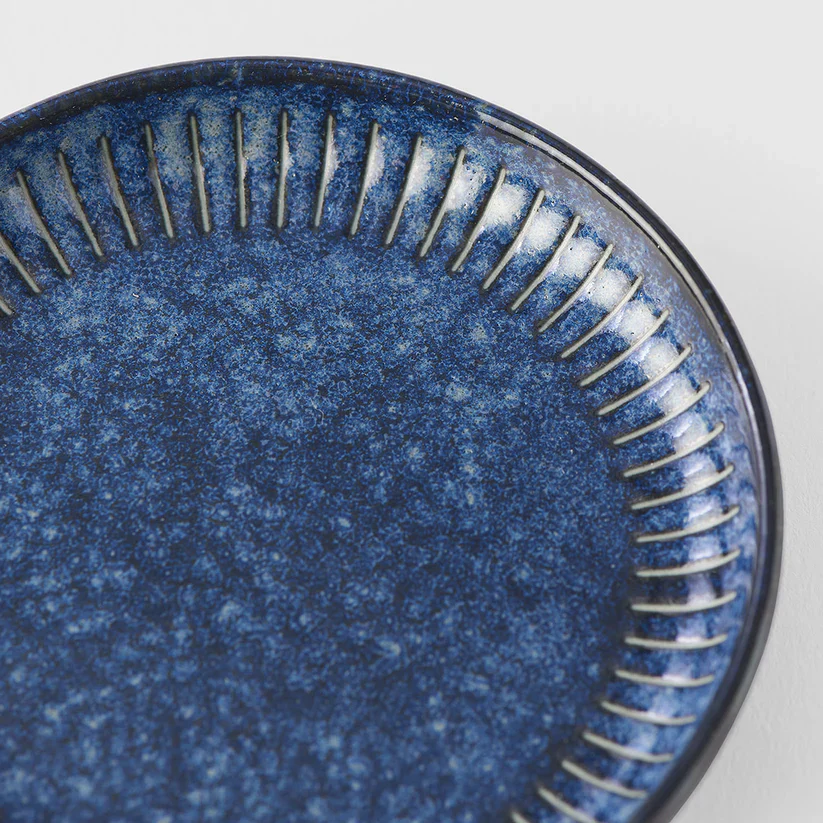 Ridged Indigo Sauce Dish 9cm - Image 2