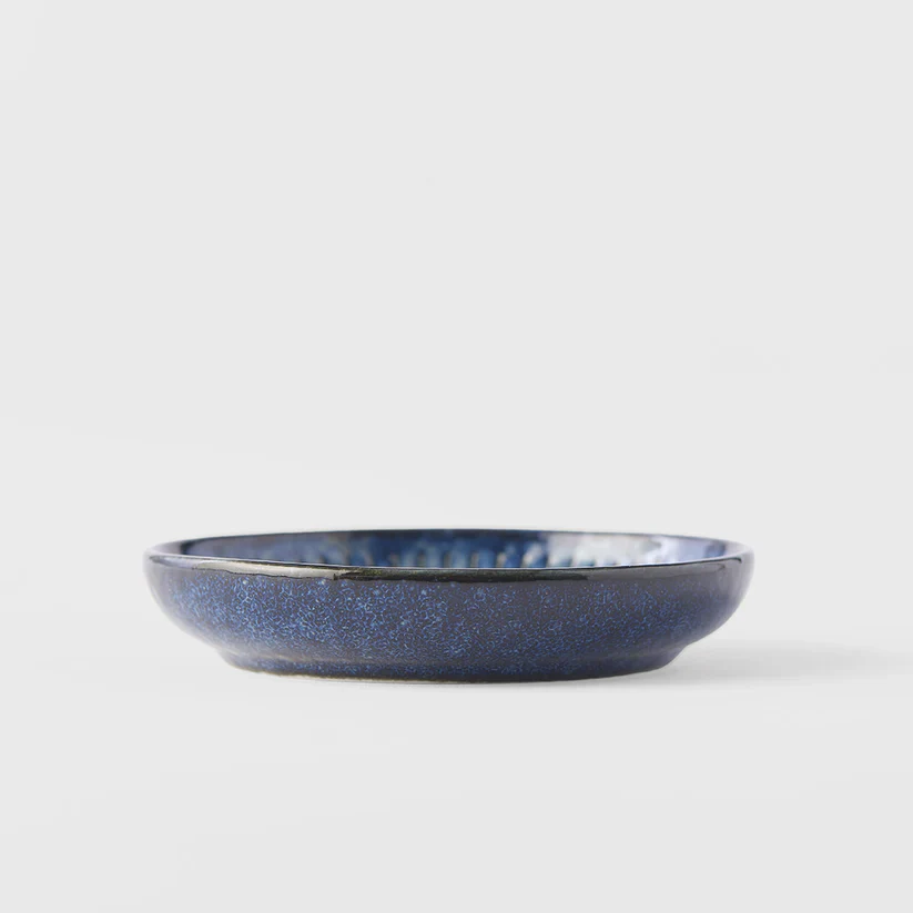 Ridged Indigo Sauce Dish 9cm - Image 3
