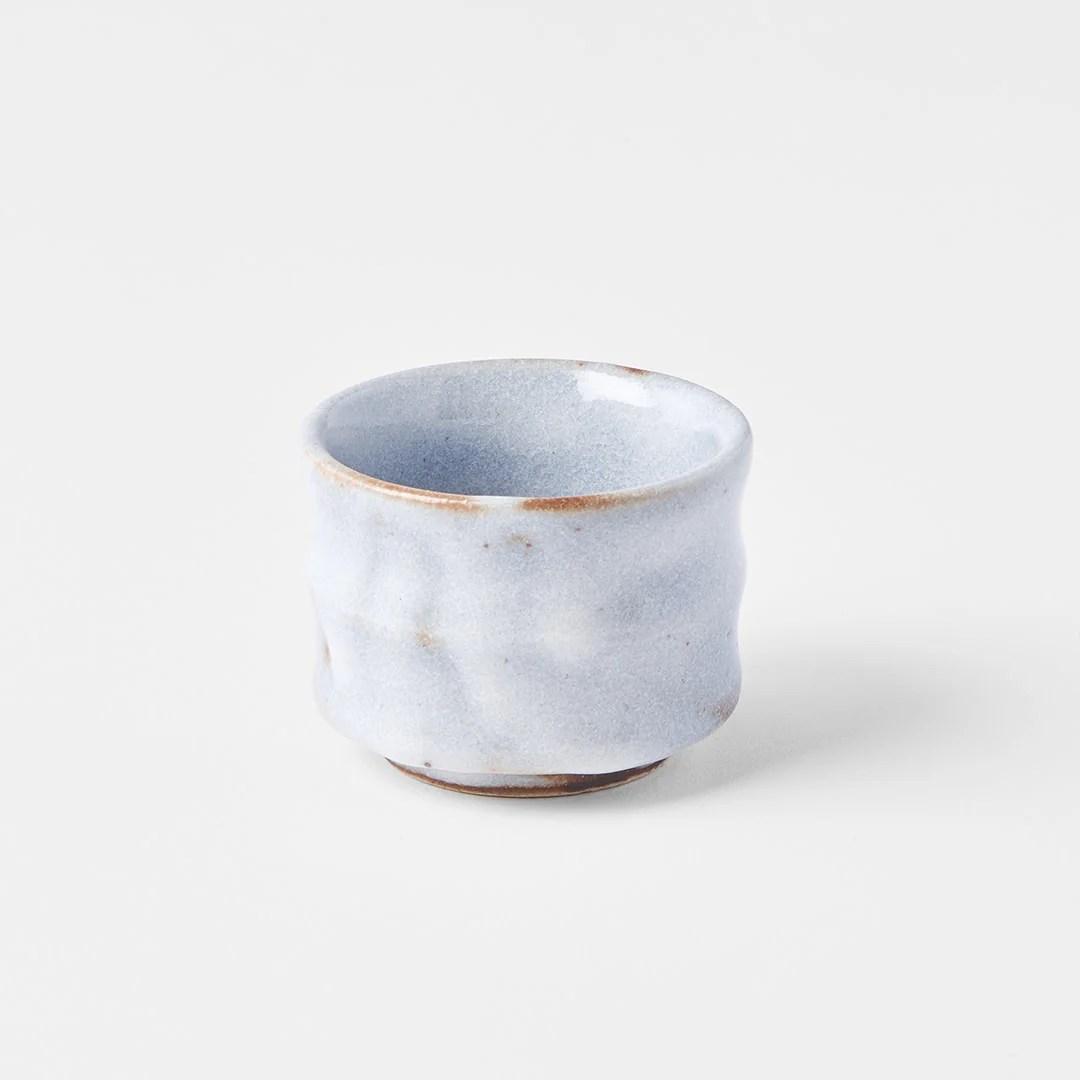 Sake cup ridged outer rust with white cloud 50ml