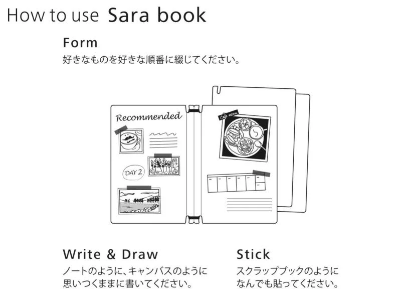 Sara Book Customisable Japanese Design Notebook - White - Image 13