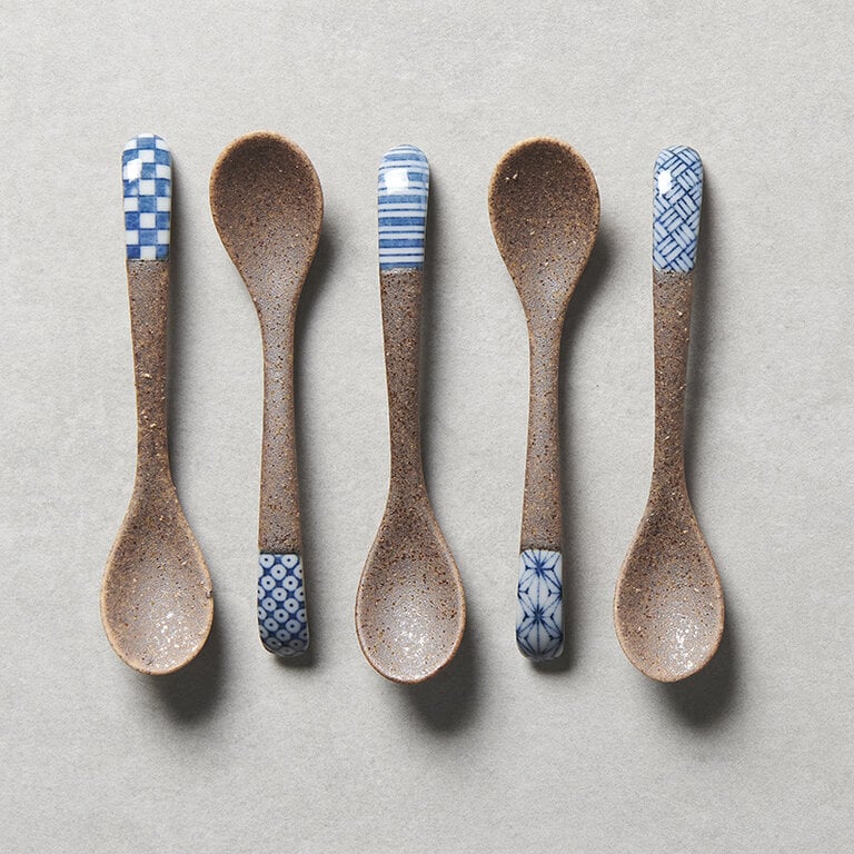 Indigo Stripe design small bisque spoon 12.5cm - Image 5