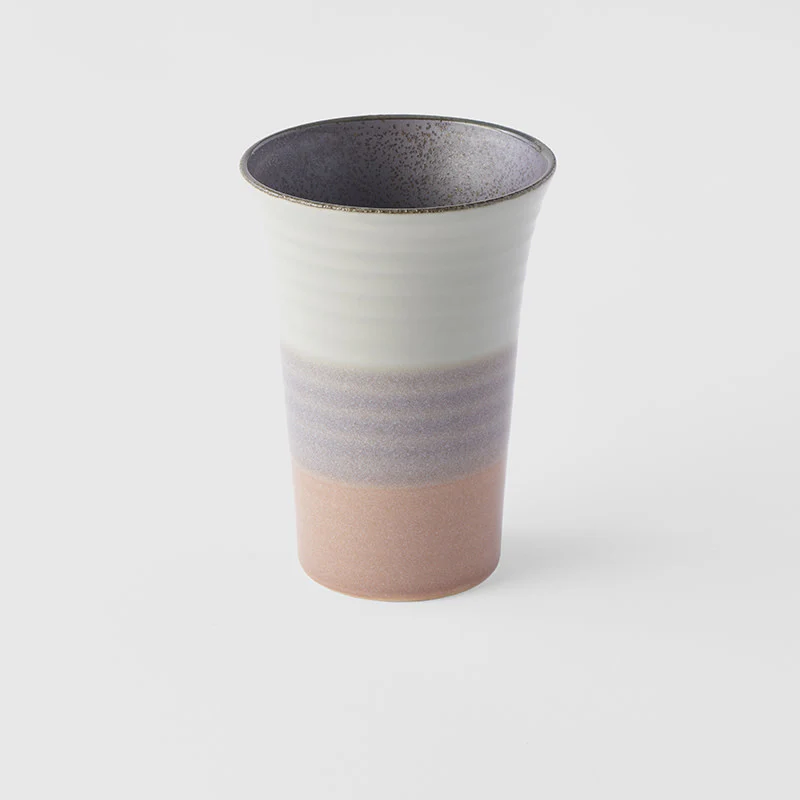 Sushi mug fluted pink white dark inner 250ml