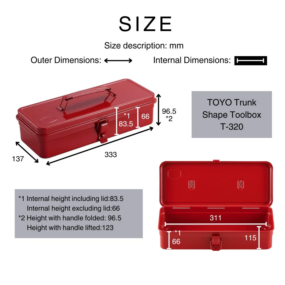 Toyo Steel Trunk Shape Toolbox T-320 Black - Image 6
