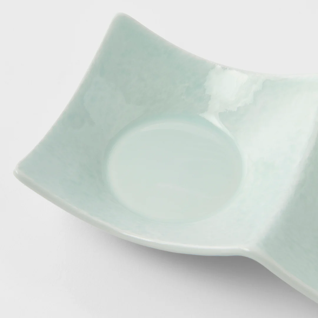 Two Section Sauce Dish Soft White Glaze - Image 2