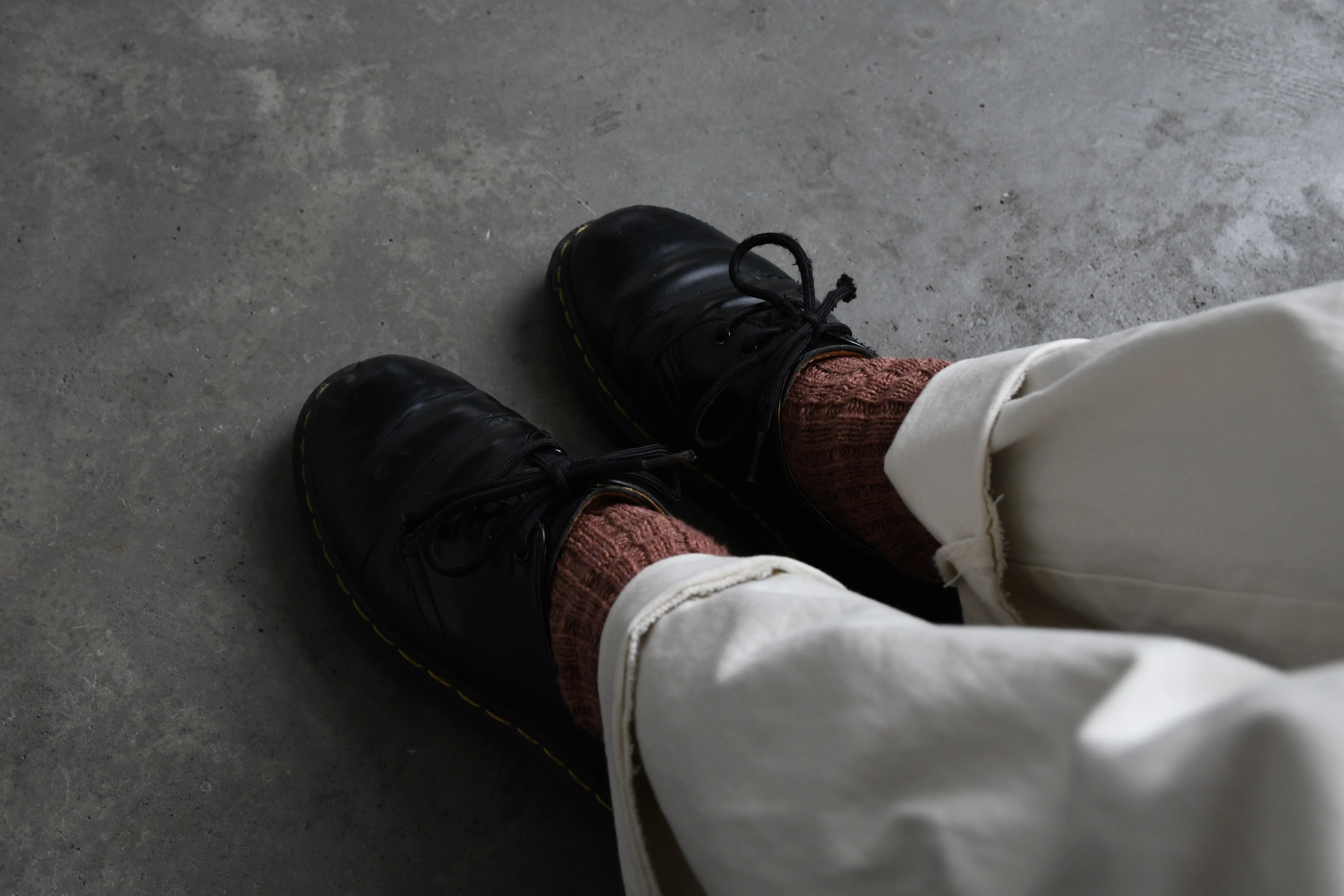 Wool Cotton Slab Socks - Brown - Image 5