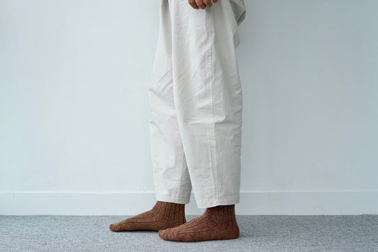 Wool Cotton Slab Socks - Brown - Image 7