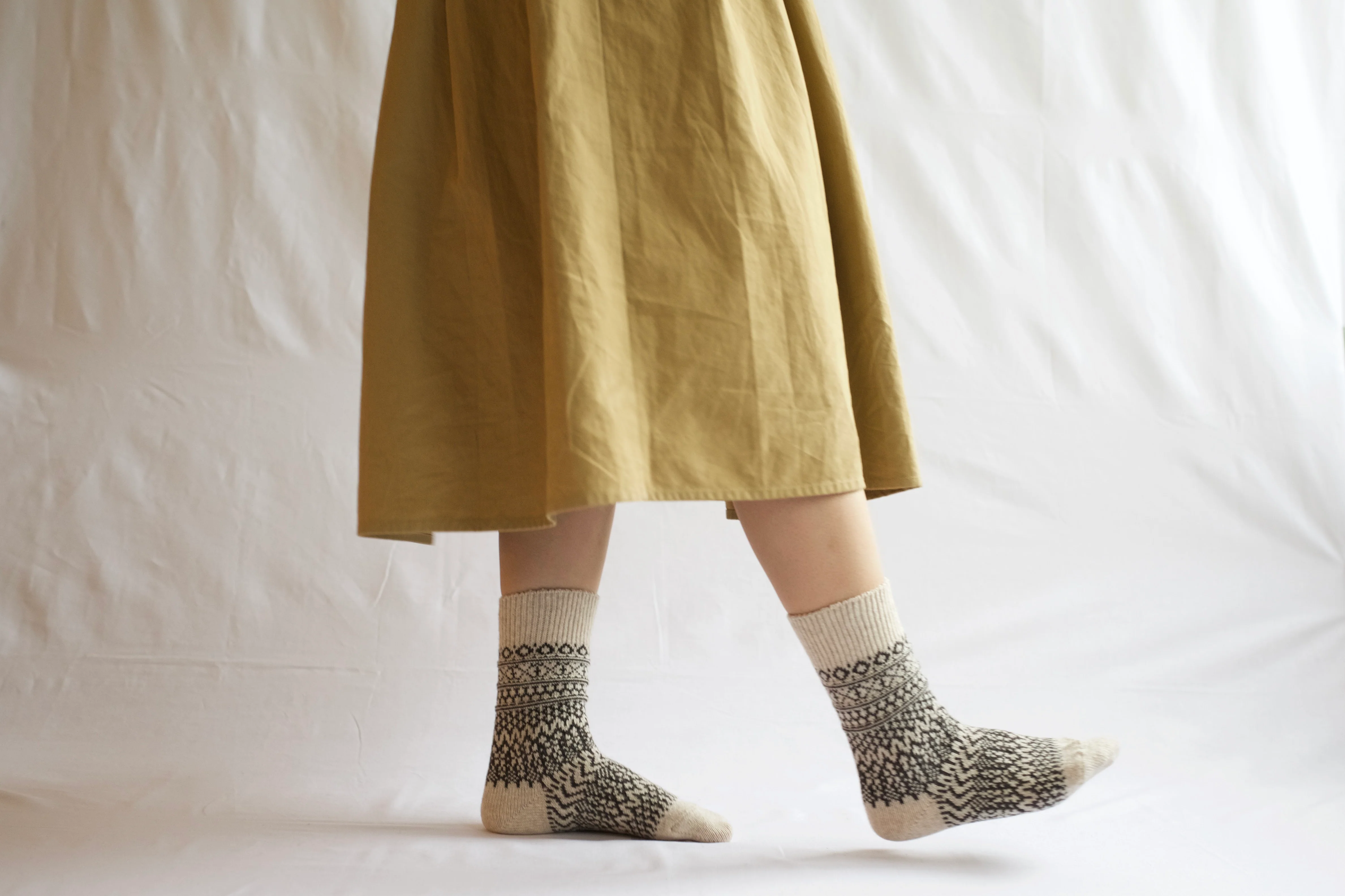 Wool Jacquard Socks - Oatmeal - Image 4