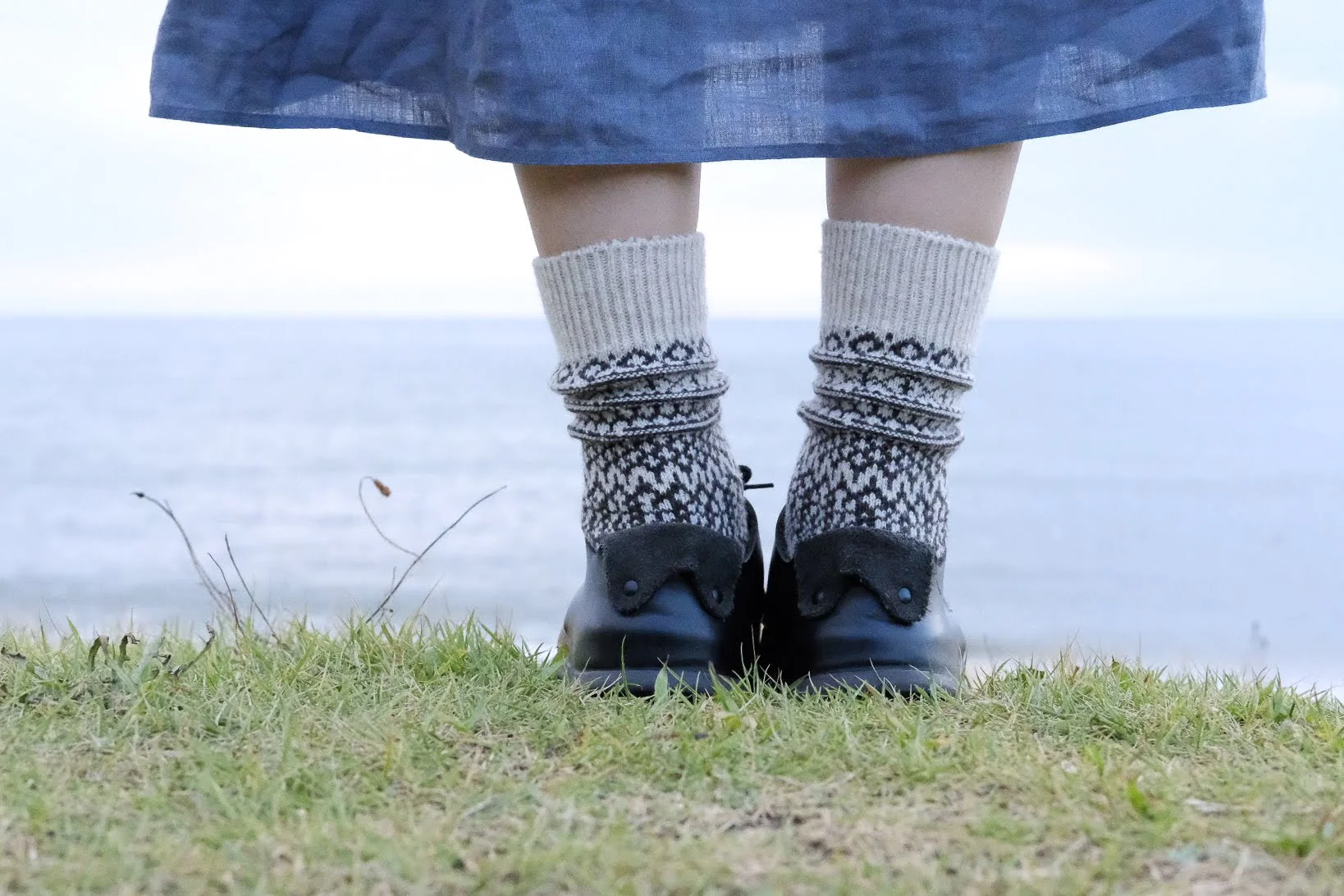 Wool Jacquard Socks - Oatmeal - Image 6
