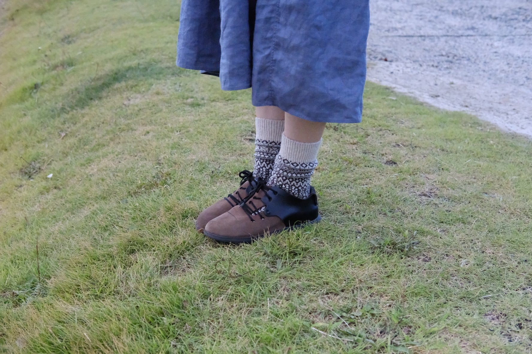 Wool Jacquard Socks - Oatmeal - Image 8